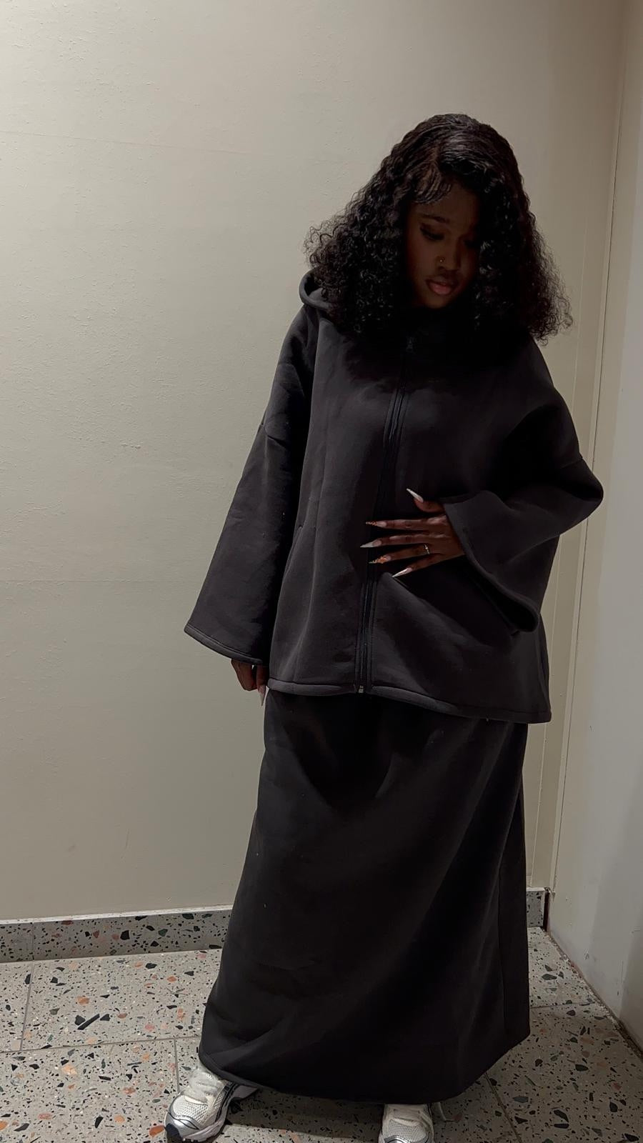 ENSEMBLE JUPE OVERSIZE - GRIS